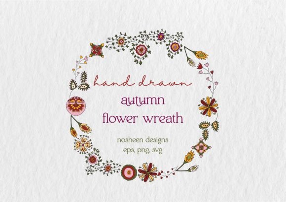 Download Circular Autumn Flower Clipart Wreath - Clip Collection