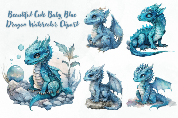 Download Cute Baby Blue Dragon Watercolor Clipart - Clip Collection