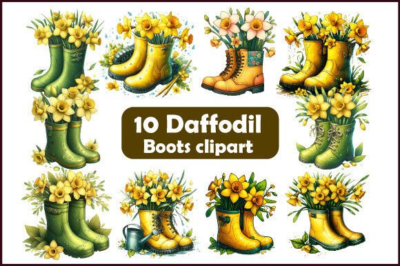 Download Watercolor Daffodil Boots Clipart - Clip Collection