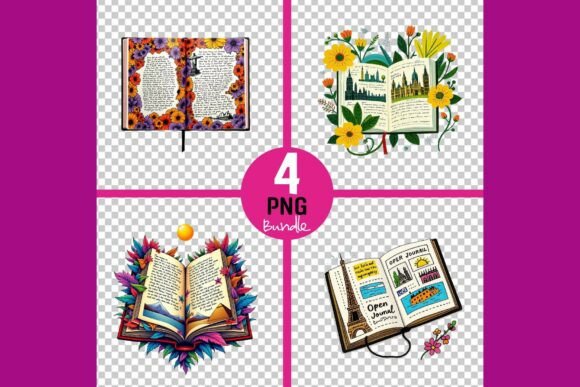 Download Vibrant Floral Book Illustrations in PNG - Vibrant Collection