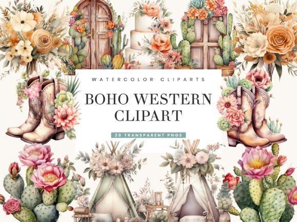 Download Watercolor Boho Western Clipart Bundle - Clip Collection