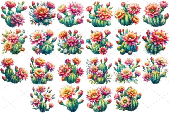 Download Cactus Bloom Watercolor Clipart Bundle - Clip Collection