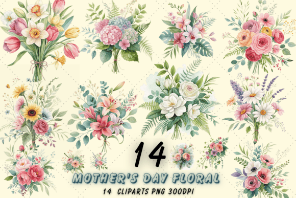 Download Watercolor Floral Bouquet Clipart Bundle - Clip Collection