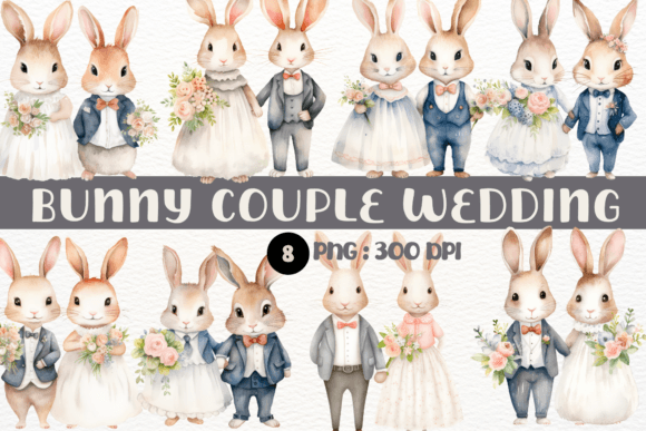 Download Watercolor Bunny Couple Wedding Clipart - Clip Collection