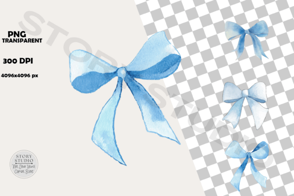 Download Gentle Blue Watercolor Bows Clipart - Clip Collection