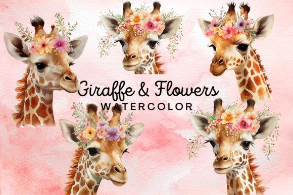 Download Floral Giraffe Watercolor Clipart - Clip Collection