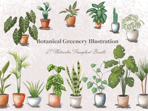 Download Potted Plant Watercolor Clipart Bundle - Clip Collection