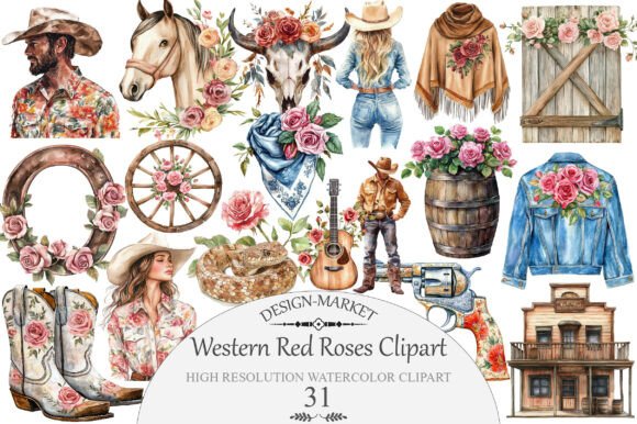 Download Watercolor Western Red Roses Clipart - Clip Collection
