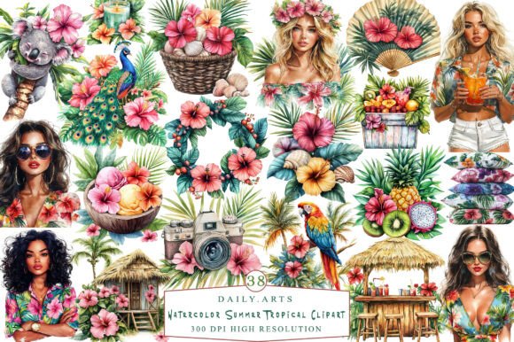 Download Watercolor Summer Tropical Clipart - Clip Collection