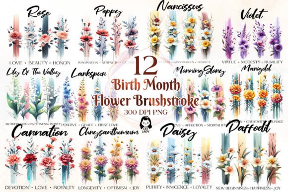 Download Birth Month Flower Brushstrokes Clipart - Clip Collection