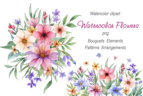 Download Watercolor Garden Flowers. Png Clipart - Clip Collection