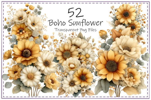 Download Boho Sunflower Clipart Bundle - Clip Collection