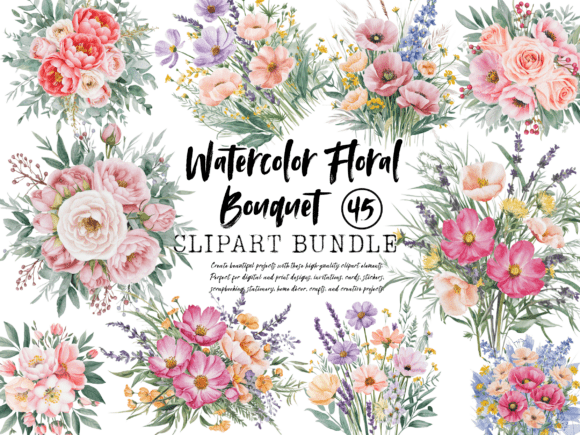 Download Vintage Watercolor Floral Bouquet Clipar - Clip Collection