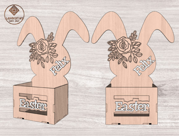 Download Floral Easter Bunny Crate Lasercut File - Floral easter Collection