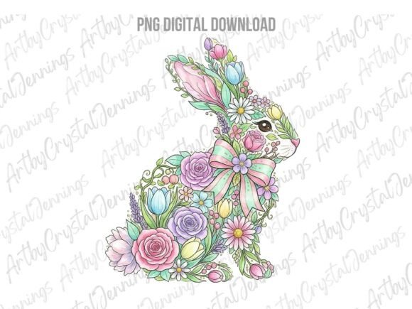Download Spring Floral Easter Bunny Rabbit PNG - Floral easter Collection
