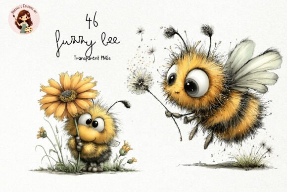 Download Whimsical Fuzzy Bee PNG Clipart Bundle - Clip Collection