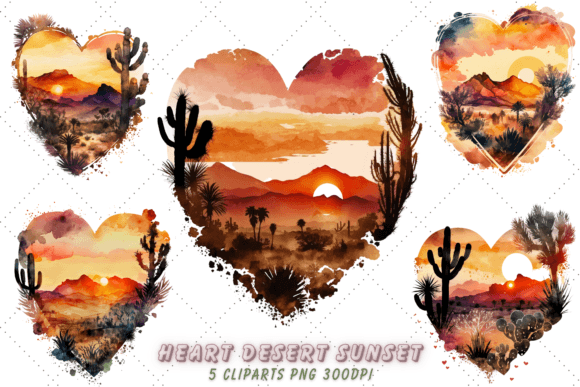 Download Heart Desert Watercolor Clipart Bundle - Clip Collection