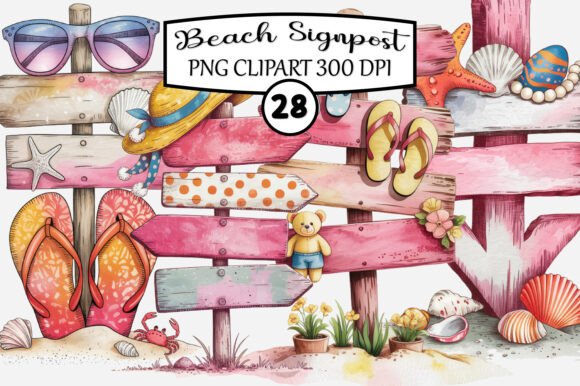 Download Whimsical Beach Signpost Clipart - Clip Collection
