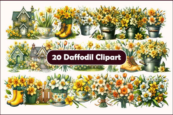Download Watercolor Daffodil Clipart Bundle - Clip Collection