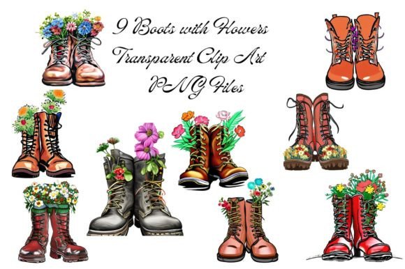 Download 10 Boots and Flowers Transparent Clipart - Clip Collection