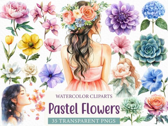 Download Watercolor Pastel Flowers Clipart - Clip Collection
