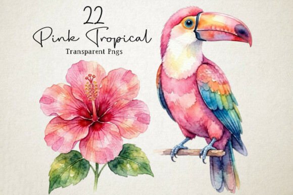 Download Pink Tropical Clipart Set - Clip Collection