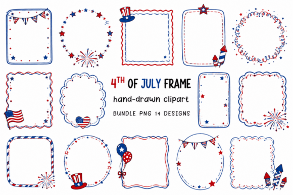 Download Hand-drawn 4th of July Frame Clipart Set - Clip Collection
