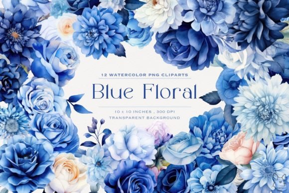 Download Blue Floral Watercolor Clipart - Clip Collection