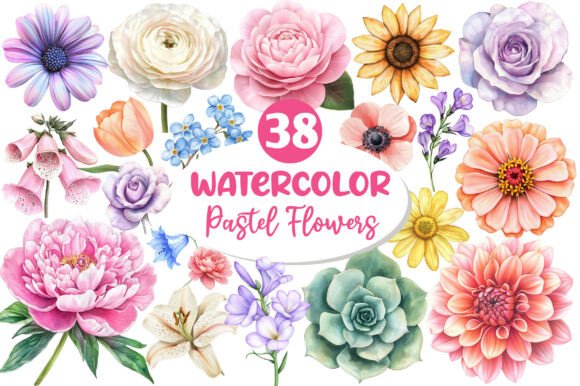 Download Watercolor Pastel Flowers Clipart - Clip Collection