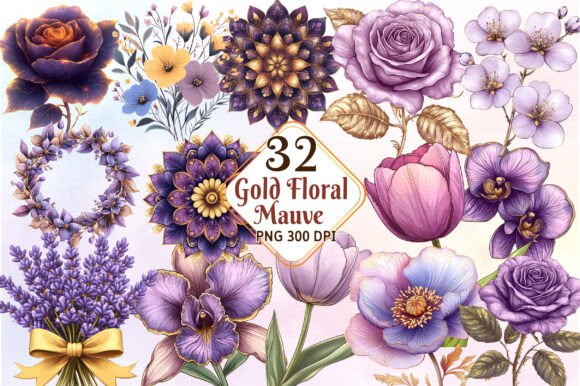 Download Mauve and Gold Floral Clipart - Clip Collection