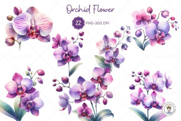 Download Watercolor Purple Orchid Flower Clipart - Clip Collection