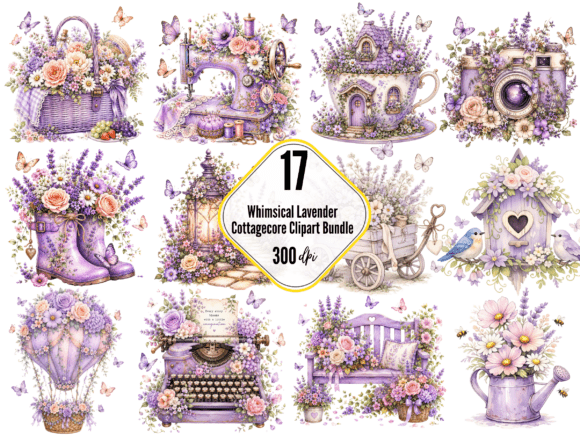 Download Whimsical Lavender Cottagecore Clipart - Clip Collection