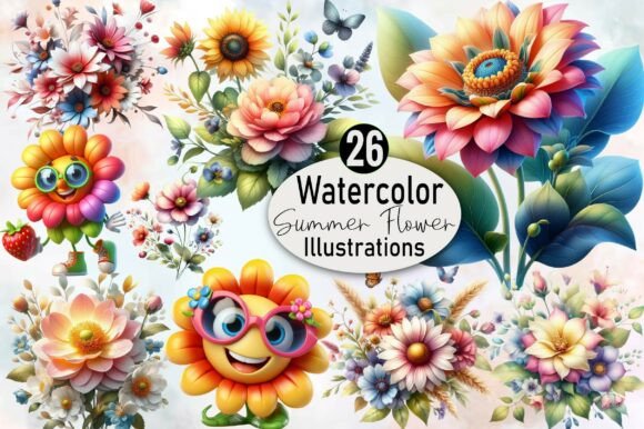 Download Watercolor Summer Flower Clipart - Clip Collection