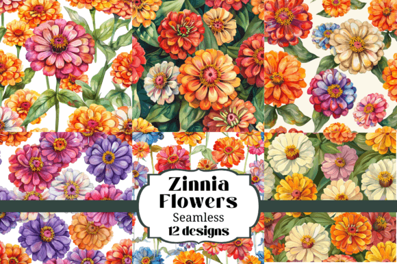 Download Watercolor Zinnia Seamless Backgrounds - Premium Bundle