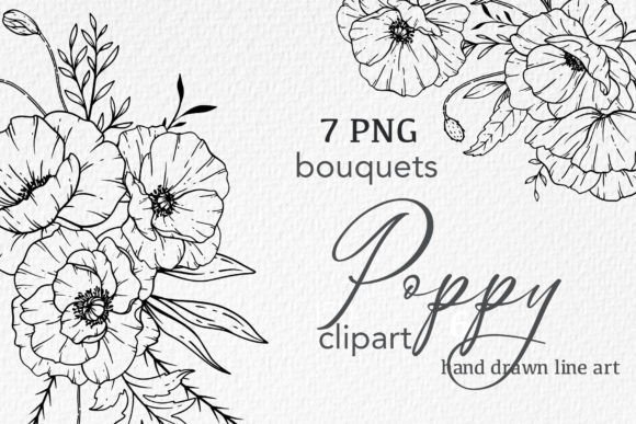 Download Poppy Flowers LINE ART. Poppy CLIPART - Clip Collection
