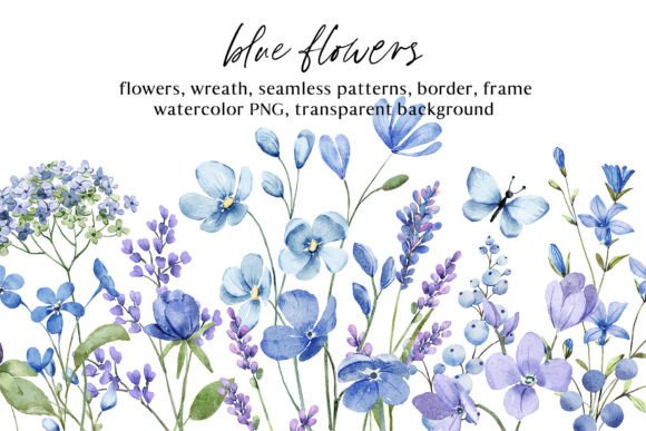 Download Blue Flowers Watercolor PNG Clipart. - Clip Collection