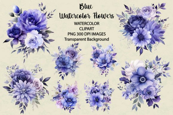 Download Blue Flowers Watercolor Clipart - Clip Collection