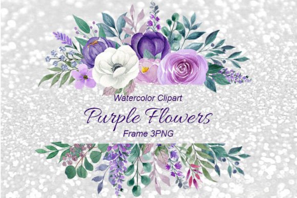 Download Watercolor Purple Flower Frame Clipart - Clip Collection