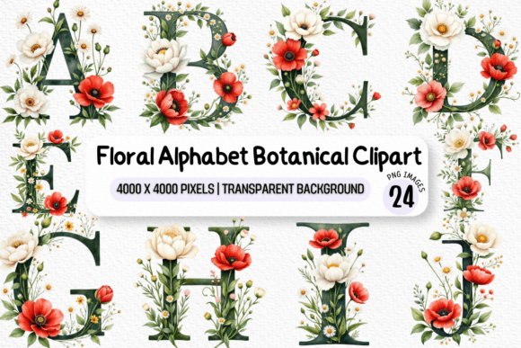 Download Floral Alphabet Botanical Clipart PNG - Clip Collection