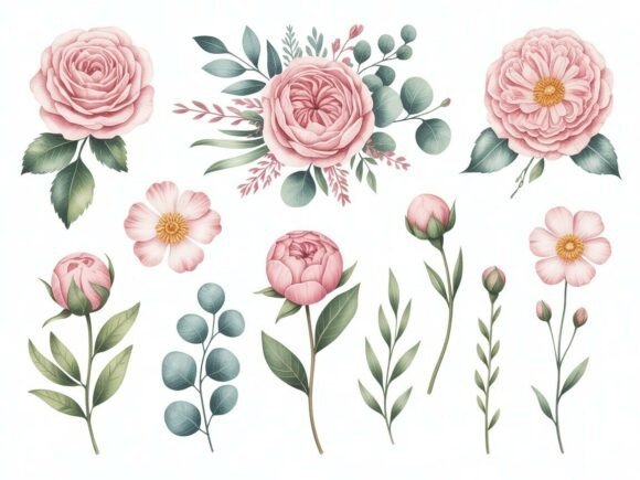 Download Delicate Watercolor Floral Clipart Set - Clip Collection