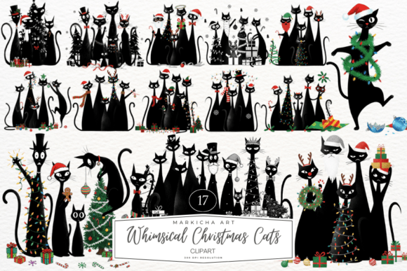 Download Whimsical Christmas Cats Clipart - Clip Collection