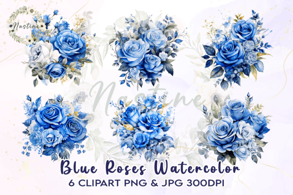 Download Blue Roses Watercolor Clipart - Clip Collection