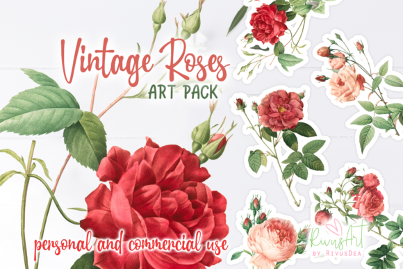 Download Vintage Roses Clipart. Watercolor Roses - Clip Collection