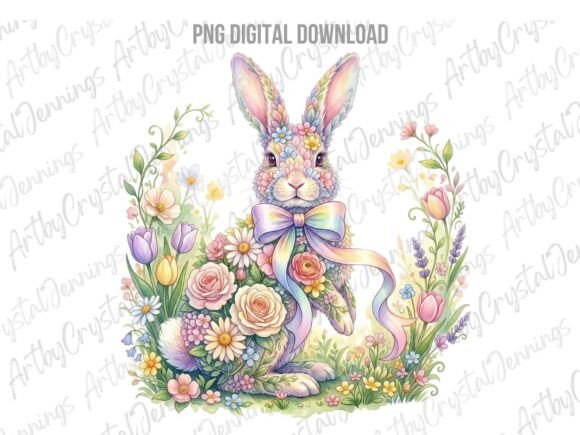 Download Spring Floral Easter Bunny Rabbit PNG - Floral easter Collection