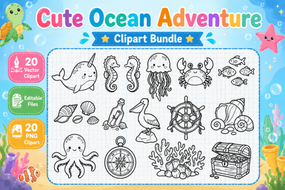 Download Cute Ocean Adventure Digital Clipart - Clip Collection