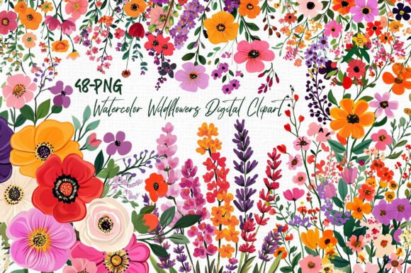 Download Watercolor Wildflowers Digital Clipart - Clip Collection
