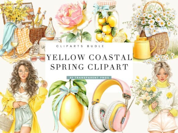 Download Yellow Coastal Spring Clipart Bundle - Clip Collection