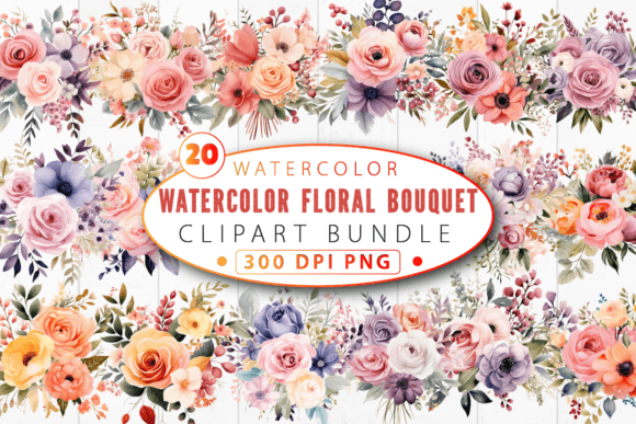 Download Watercolor Floral Bouquet Clipart Bundle - Clip Collection