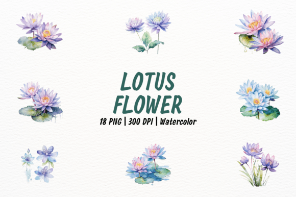 Download Lotus Flowers Watercolor Clipart - Clip Collection