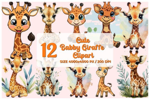 Download Watercolor Cute Giraffe Clipart Bundle - Clip Collection